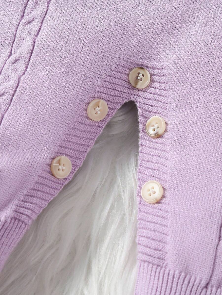 Souflis Souflis Babymeisjestrui, gebreide coltrui, lange mouwen jumpsuit met voetjes, comfortabel voor herfst/winter, handgemaakte strikdecoratie, elegant kabelontwerp, veelzijdig voor dagelijks gebruik, binnen, buiten, reizen, geel/lichtgeel