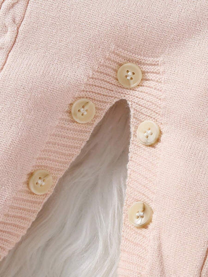 Souflis Souflis Babymeisjestrui, gebreide coltrui, lange mouwen jumpsuit met voetjes, comfortabel voor herfst/winter, handgemaakte strikdecoratie, elegant kabelontwerp, veelzijdig voor dagelijks gebruik, binnen, buiten, reizen, geel/lichtgeel