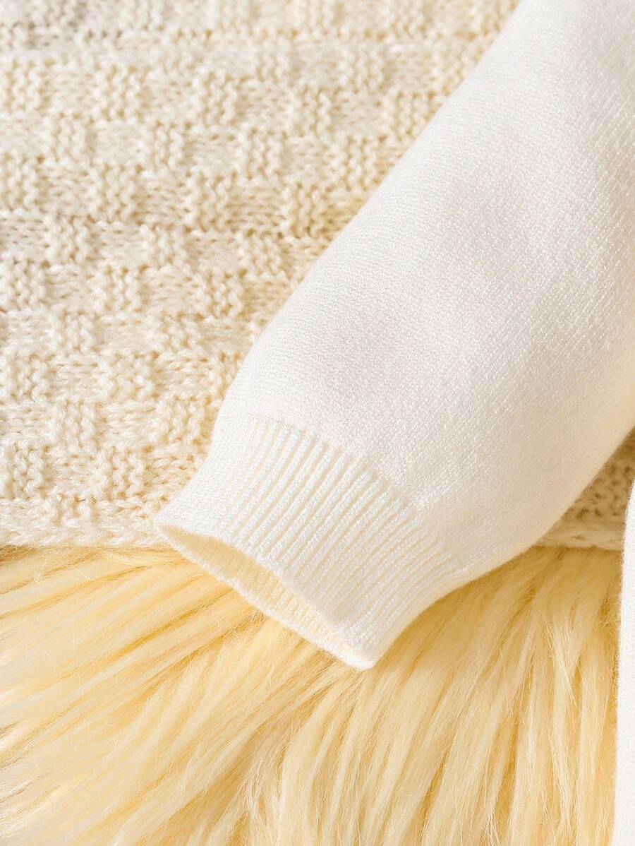 Souflis Souflis Babymeisjestrui, gebreide coltrui, lange mouwen jumpsuit met voetjes, comfortabel voor herfst/winter, handgemaakte strikdecoratie, elegant kabelontwerp, veelzijdig voor dagelijks gebruik, binnen, buiten, reizen, geel/lichtgeel