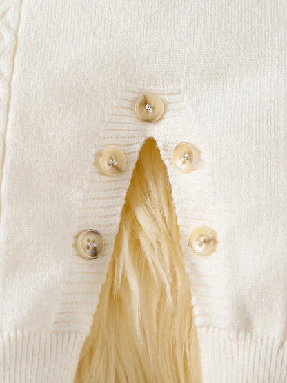 Souflis Souflis Babymeisjestrui, gebreide coltrui, lange mouwen jumpsuit met voetjes, comfortabel voor herfst/winter, handgemaakte strikdecoratie, elegant kabelontwerp, veelzijdig voor dagelijks gebruik, binnen, buiten, reizen, geel/lichtgeel